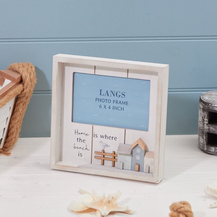 BEACH HOUSE 3D SHADOW BOX PHOTO FRAME WOODEN WITH SEAGULL