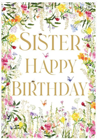 Sister Birthday - Floral Text