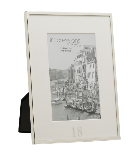 Impressions Silverplated Photo Frame White Border 4" x 6" 18th