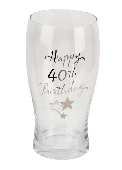 Milestones Beer Glass 40th Birthday