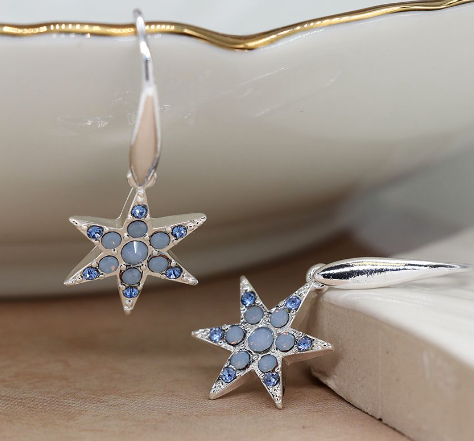 SILVER PLATED CRYSTAL STAR EARRING