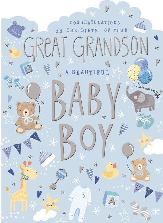 Baby Great Grandson Birth - Blue