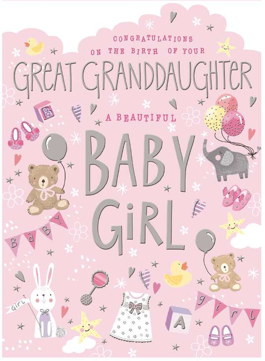 Baby Great Granddaughter Birth - Pink