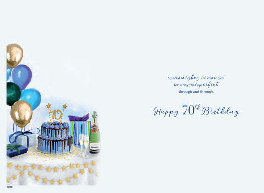 70th Birthday - Balloons & Cake