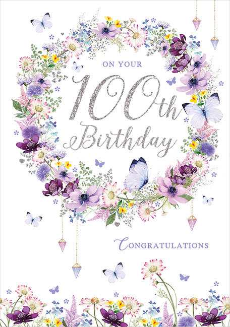 100th Birthday - Floral Wreath