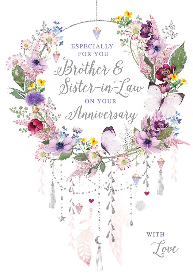 Brother & Sister In Law Anniversary - Floral Wreath