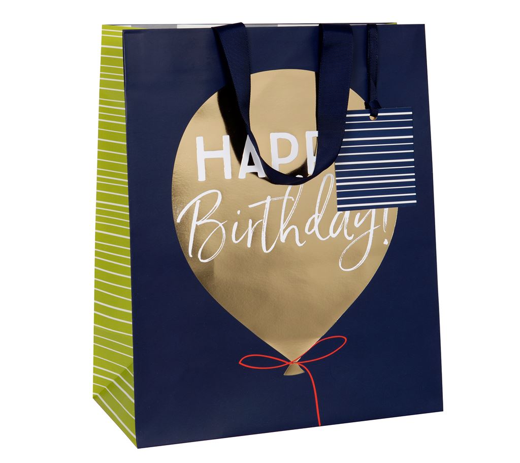 Navy Birthday Balloon Gift Bag