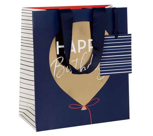 Navy Birthday Balloon Gift Bag