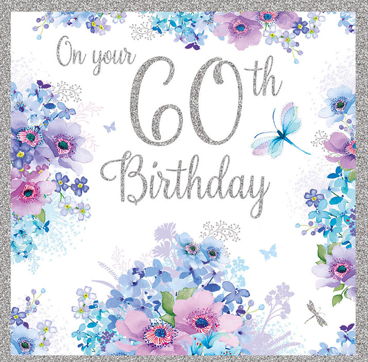 60th Birthday - Silver Flowers