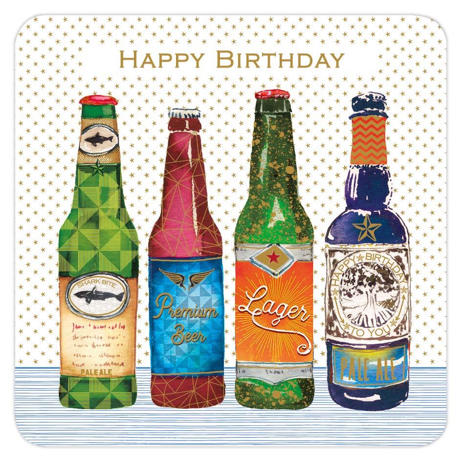Male Bottles Birthday Card