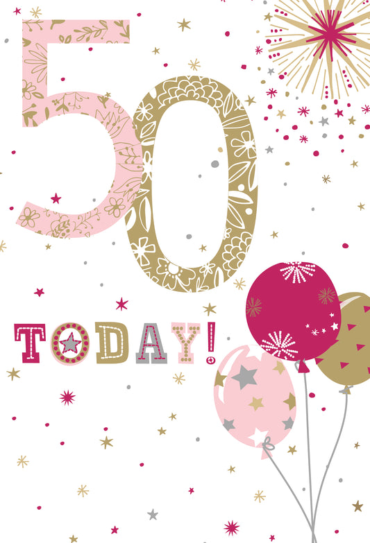 50th Birthday - Pink Balloons